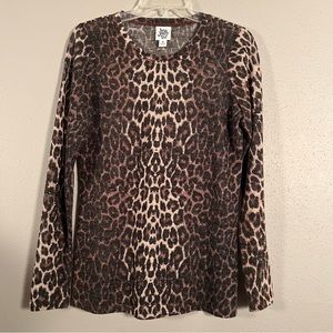 Ivy Jane Leopard Cheetah print long sleeve scoop neck lightweight sweater